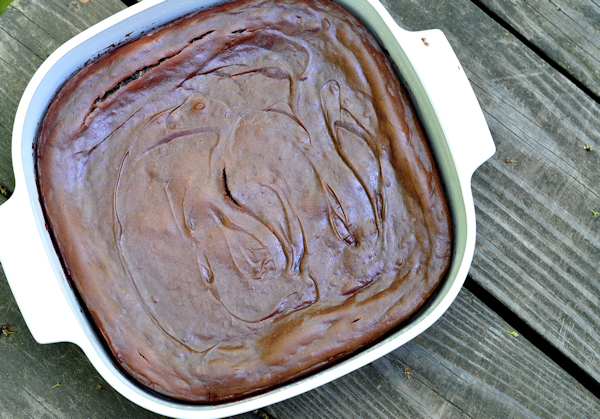 chocolate cheesecake brownies in pan