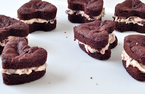 valentine brownie hearts filled