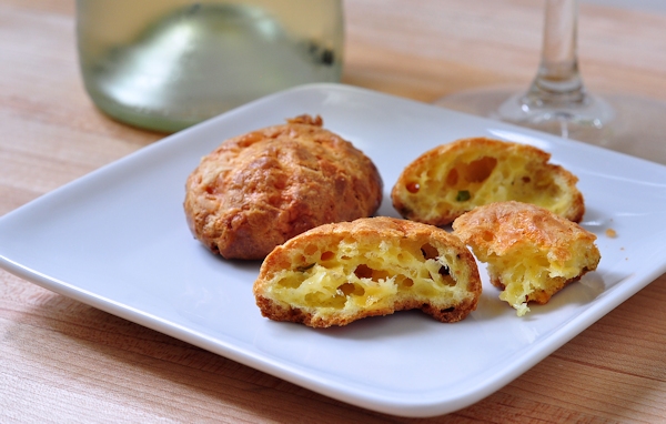 herbed gougere served with wine